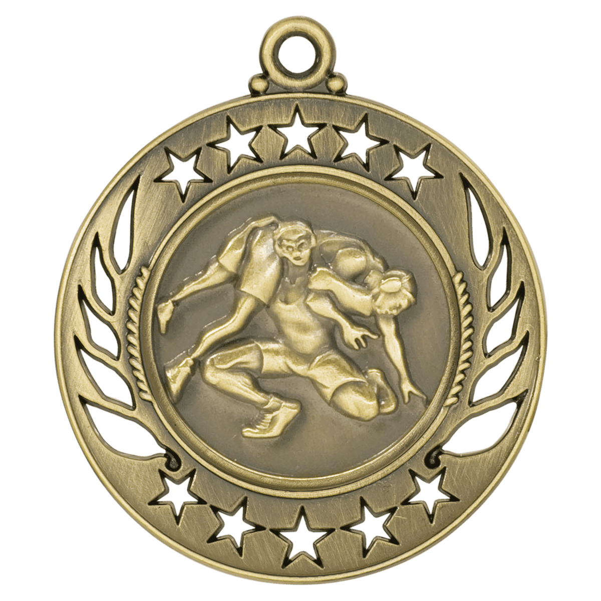 Antique Gold 2 1/4" Wrestling Galaxy Medal