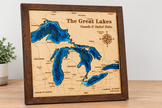 The Great Lakes Engraved Map