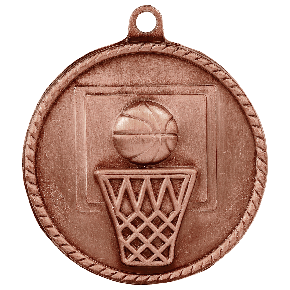 Antique Bronze 2" Basketball High Relief Medal