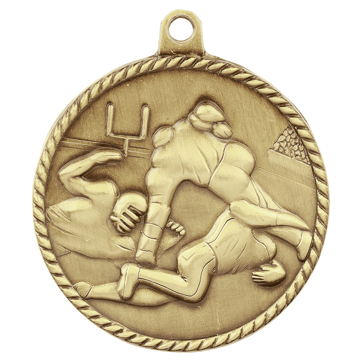 Antique Gold 2" Football High Relief Medal