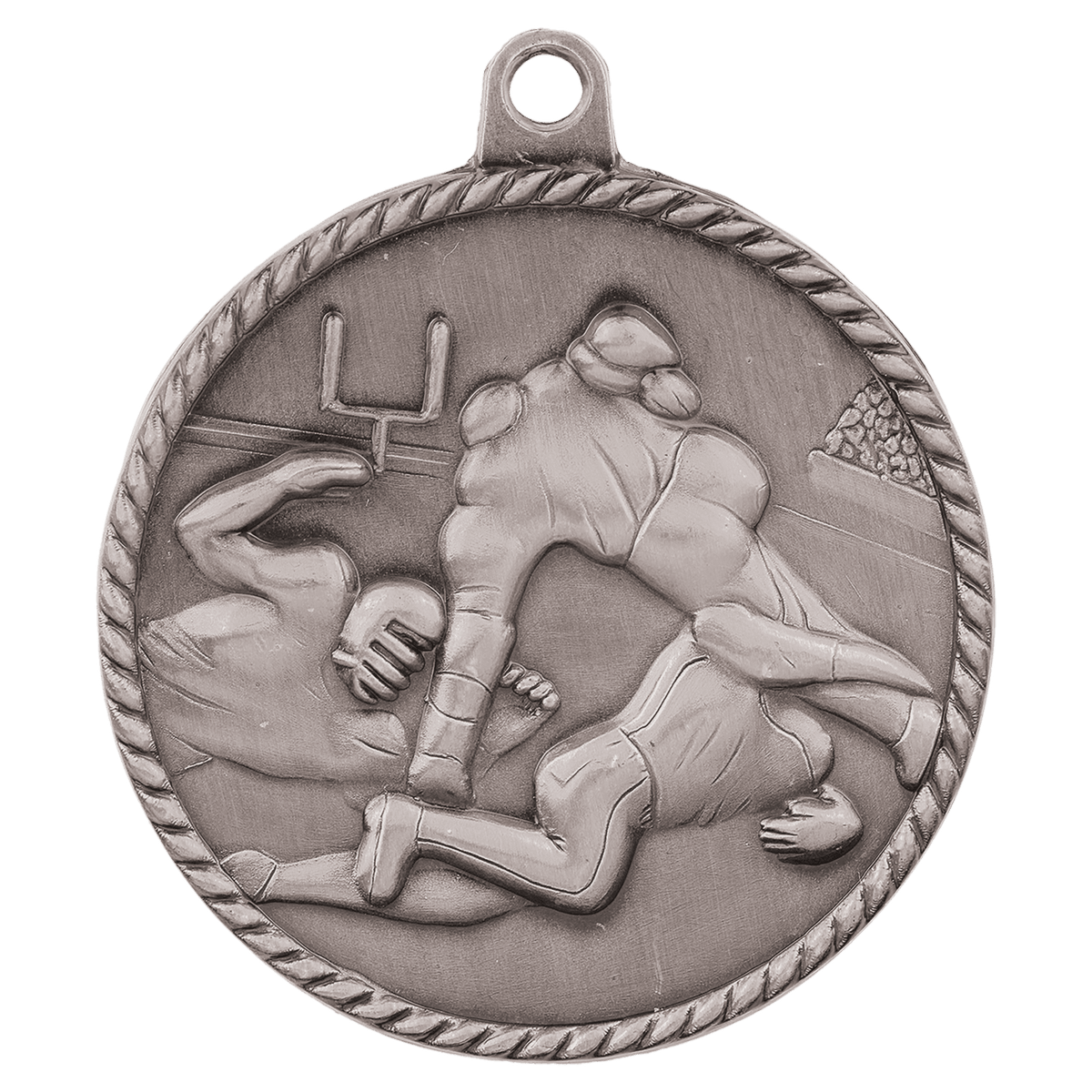 Antique Silver 2" Football High Relief Medal