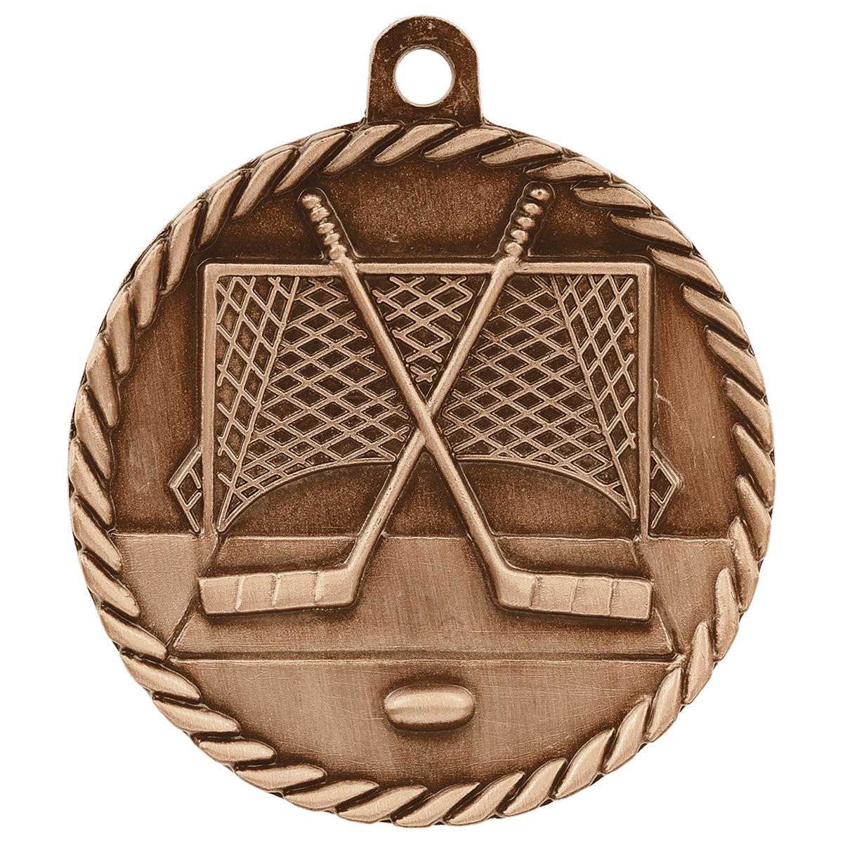 Antique Bronze 2" Hockey High Relief Medal
