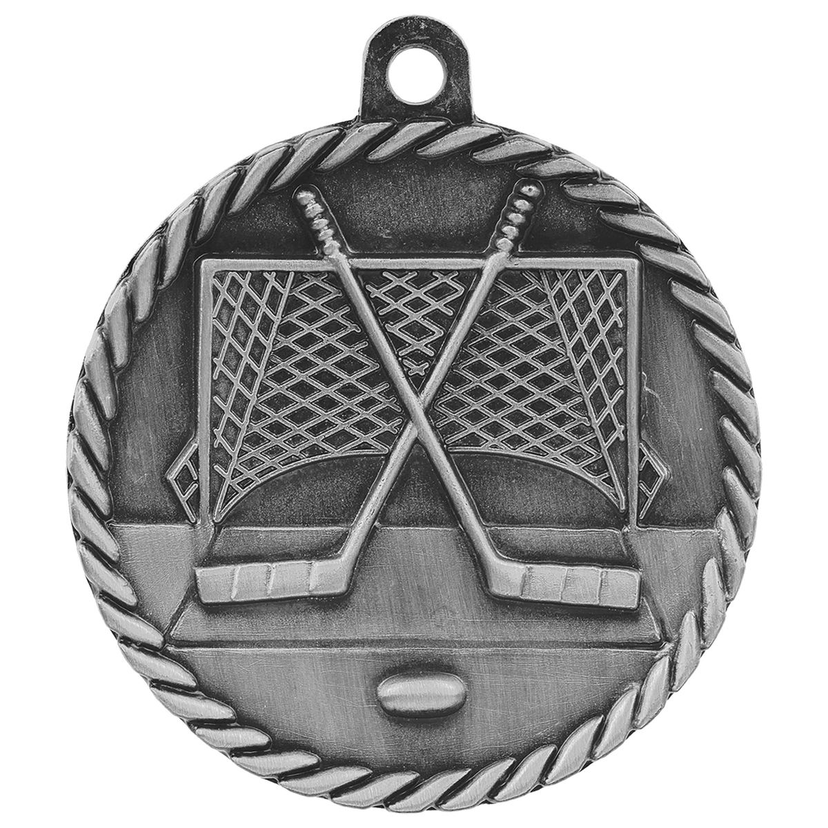 Antique Silver 2" Hockey High Relief Medal