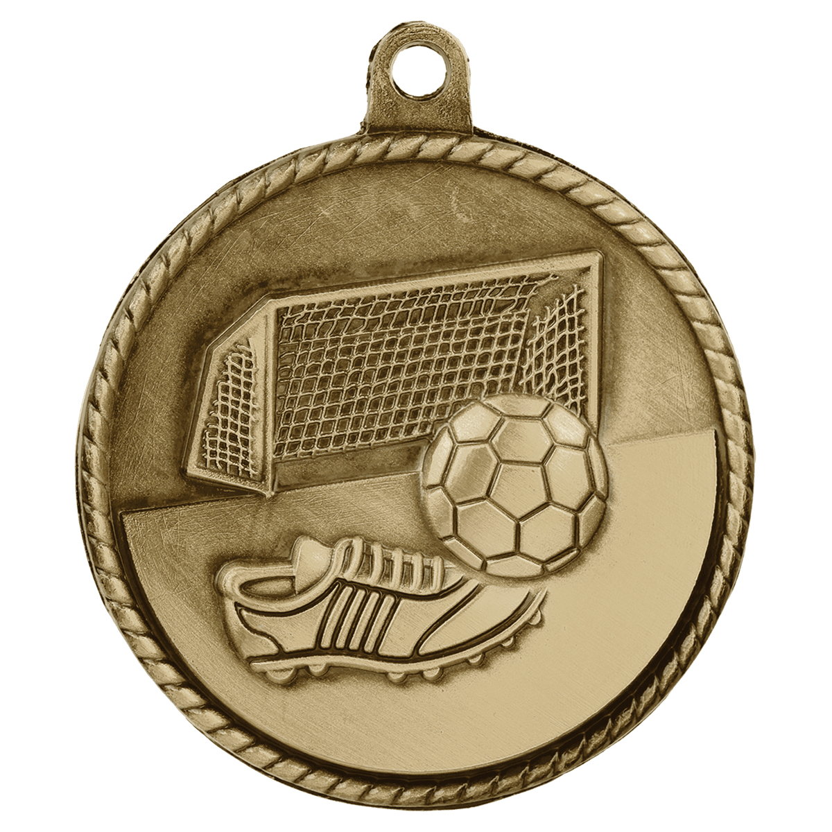 Antique Gold 2" Soccer High Relief Medal