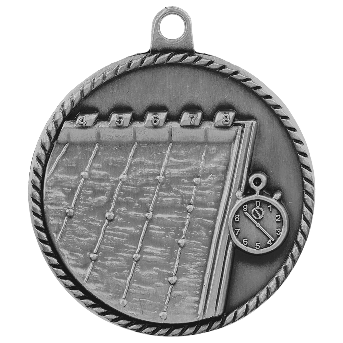 Antique Silver 2" Swimming High Relief Medal