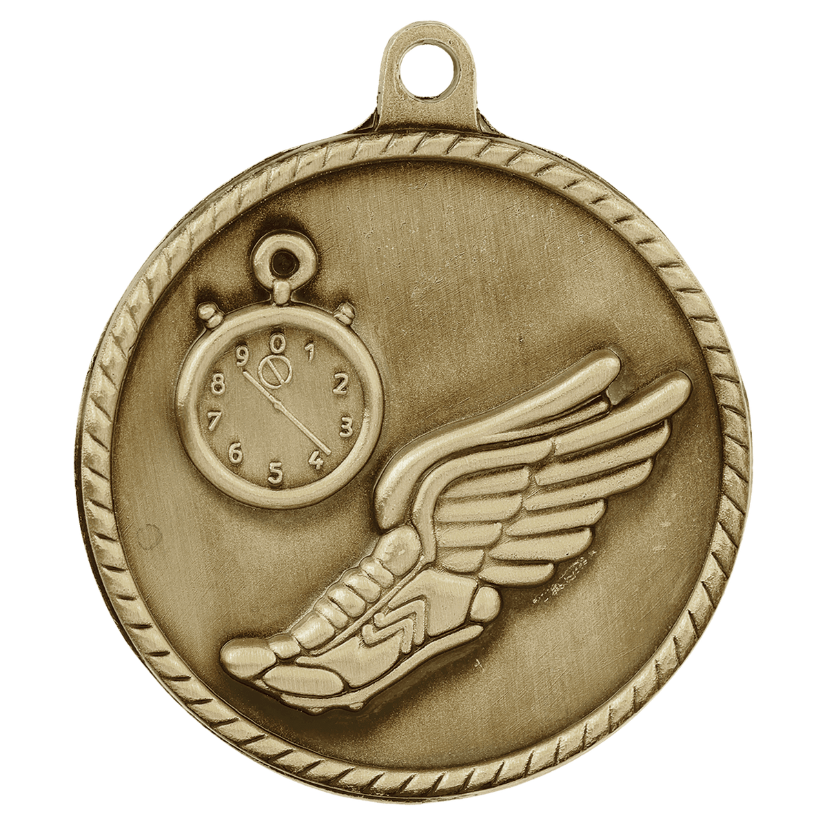 Antique Gold 2" Track High Relief Medal