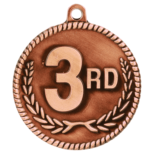 2" Antique Bronze 3rd Place High Relief Medal