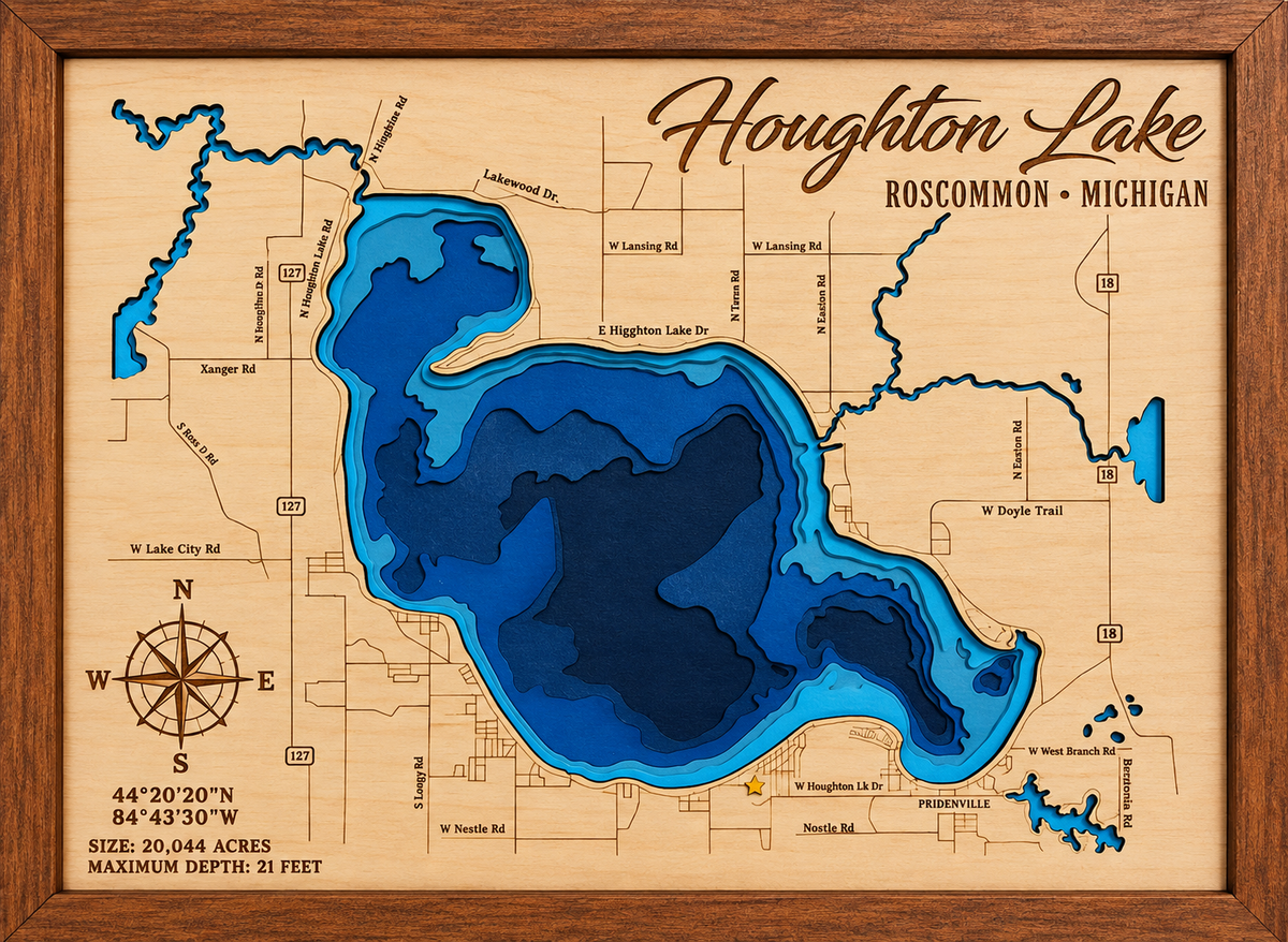 Custom Engraved Lake Maps