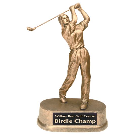 9" Antique Gold Female Golf Resin