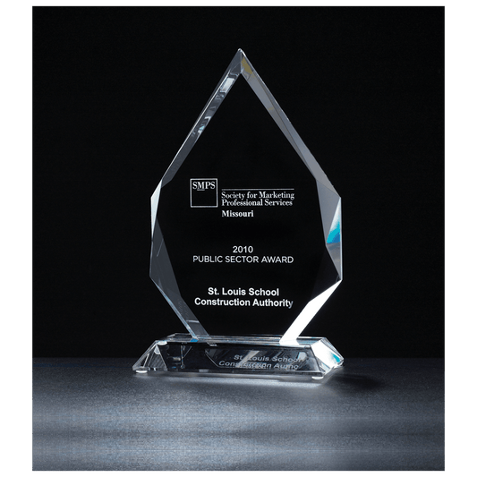 5" x 7 5/8" Flame Series Multi-Faceted Optical Crystal Award
