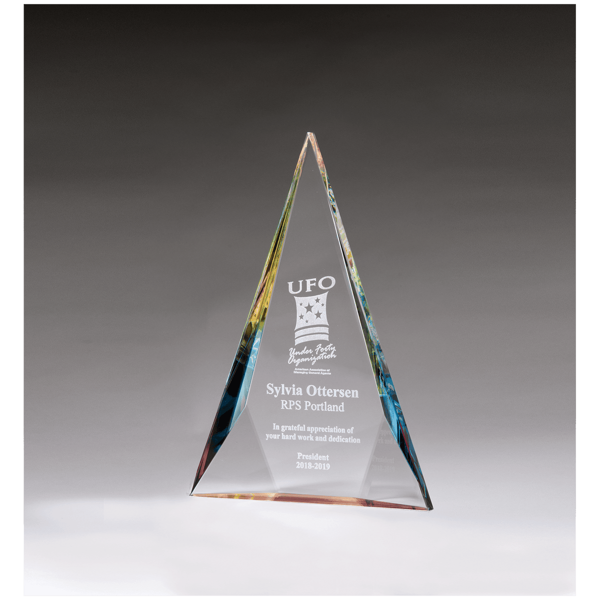 7 1/8" x 10" x 1 1/8" (Tapered) Diamond Series Crystal with Prism-Effect