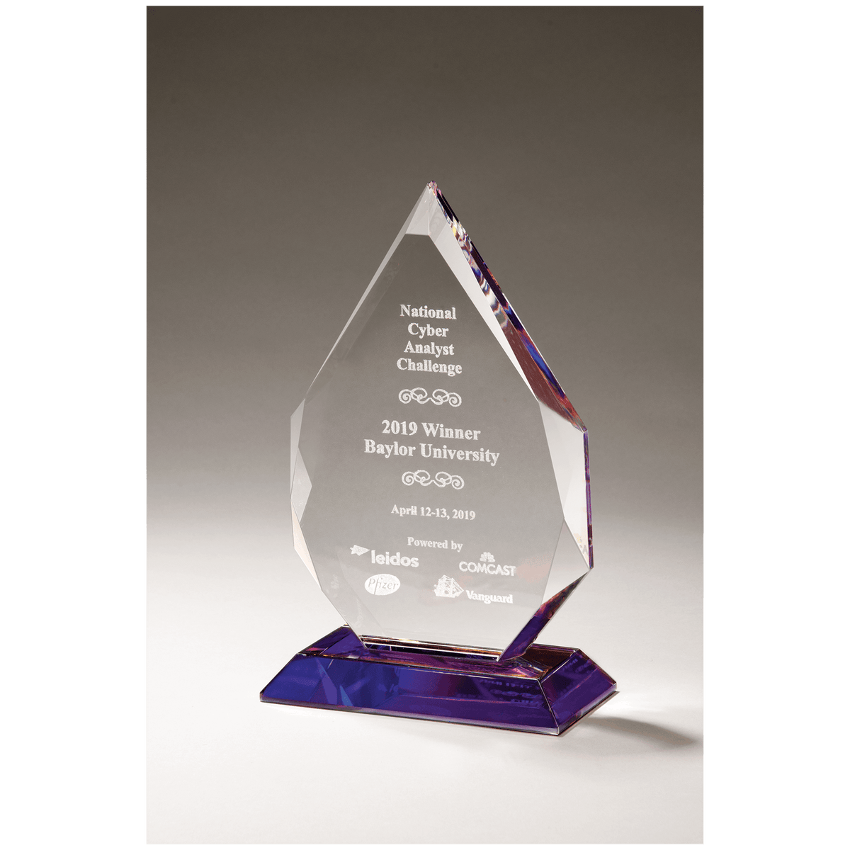5 7/8" x 9 7/8" Flame Series Crystal with Prism-Effect Base