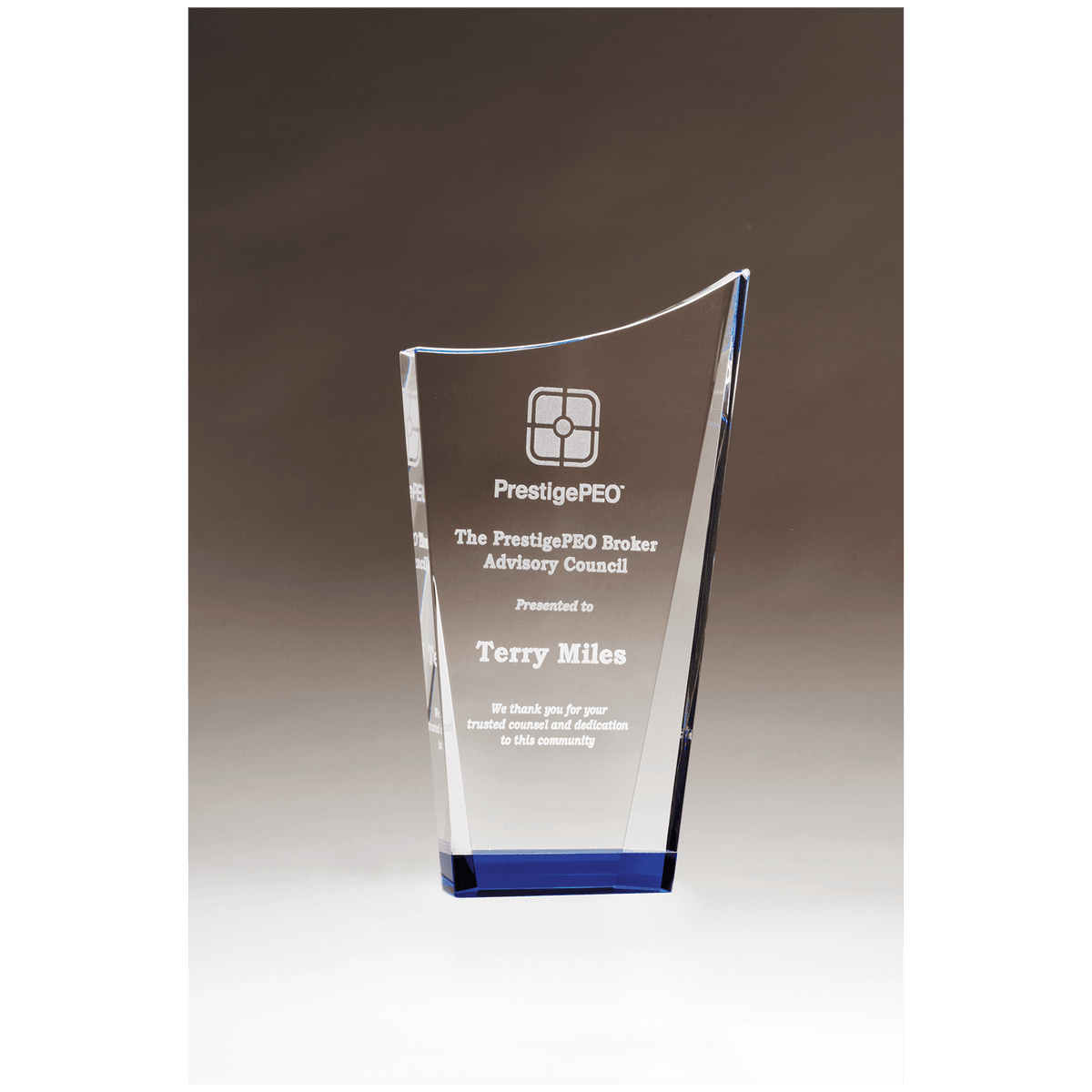 4 7/8" x 8" Contemporary Series Crystal with Blue Crystal Bottom