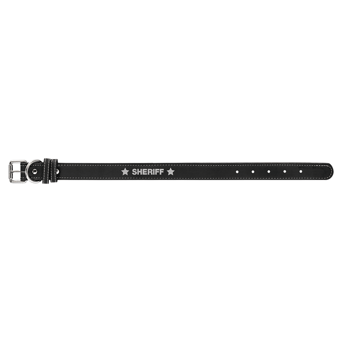 Black/Silver Small 15" x 3/4" Laserable Leatherette Dog Collar