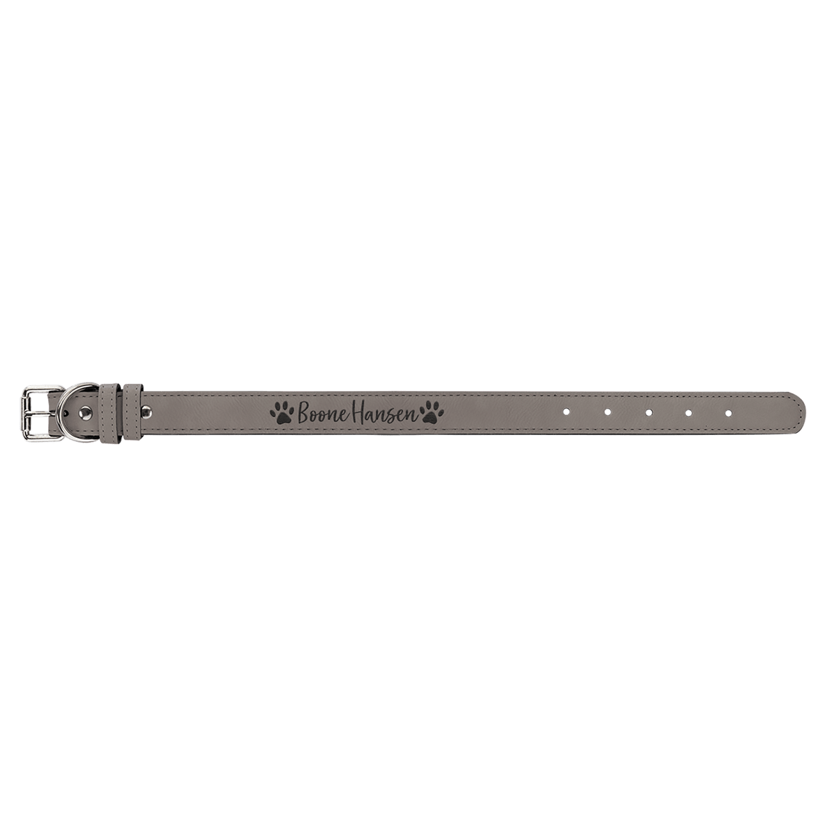 Gray Small 15" x 3/4" Laserable Leatherette Dog Collar