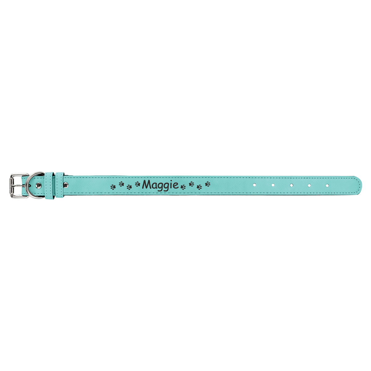 Teal Small 15" x 3/4" Laserable Leatherette Dog Collar