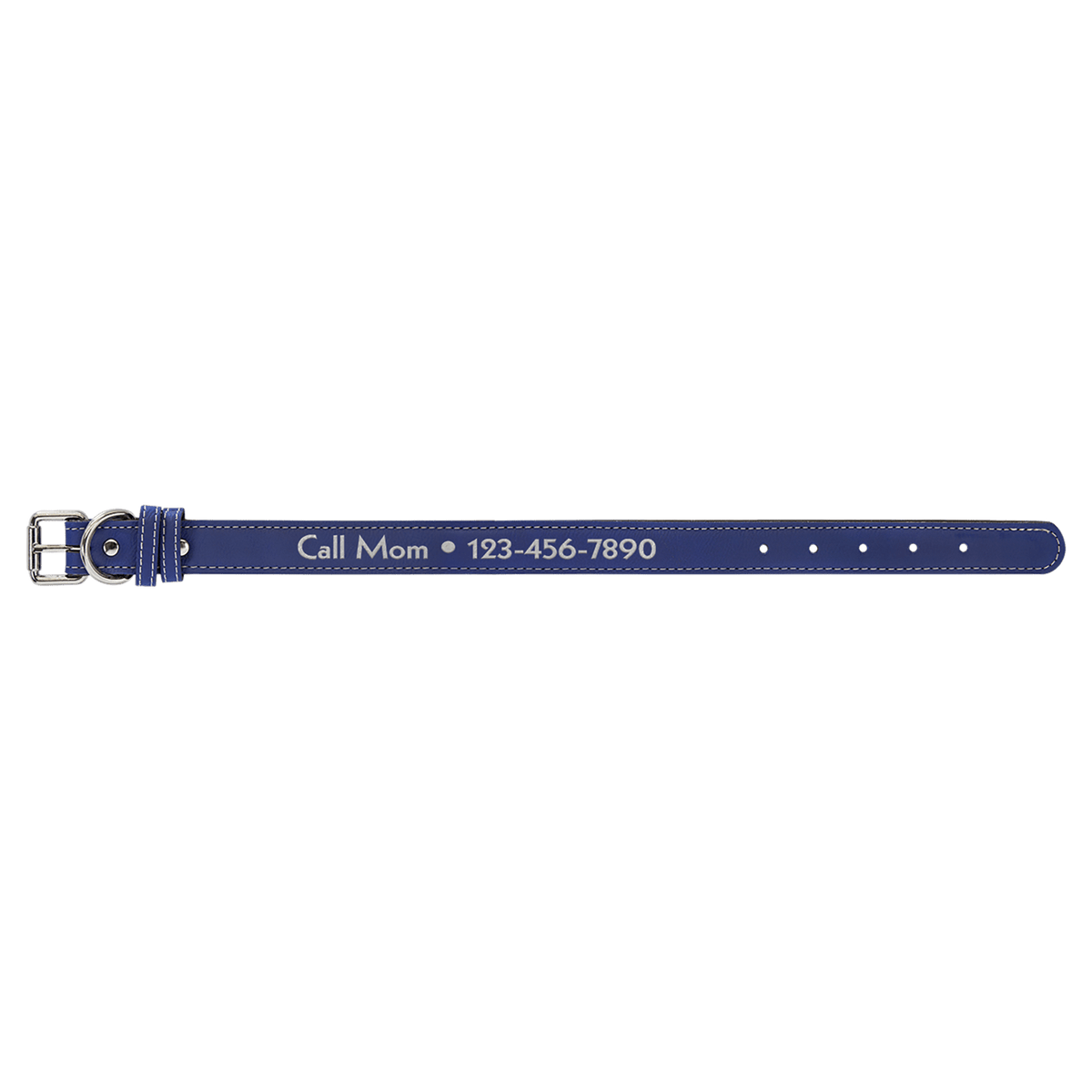 Blue/Silver Medium 19" x 1" Laserable Leatherette Dog Collar