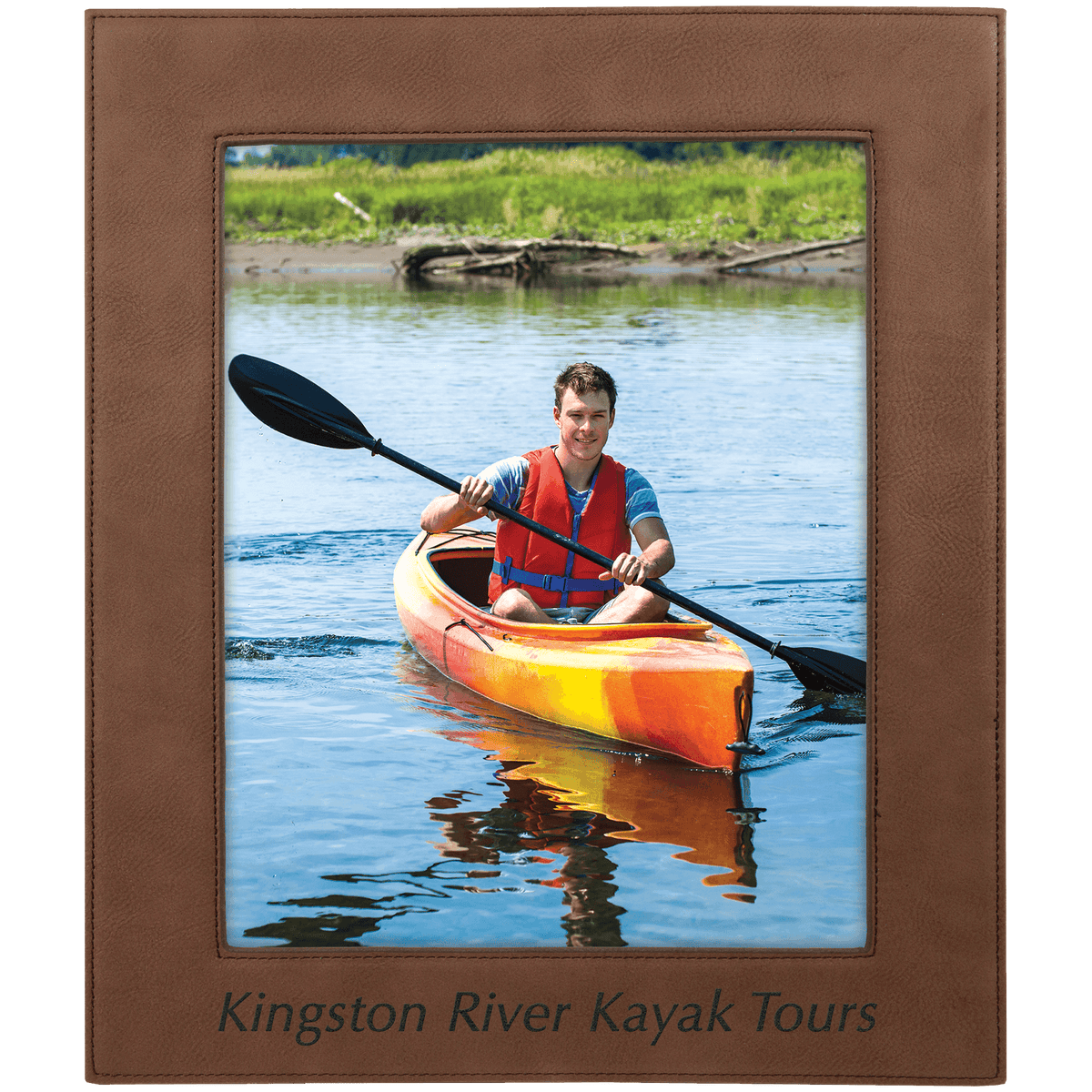 Dark Brown 8" x 10" Laserable Leatherette Photo Frame