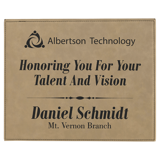 Light Brown 10 1/2" x 13" Laserable Leatherette Plaque