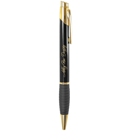Black Brass Gloss Ballpoint Pen with Gripper