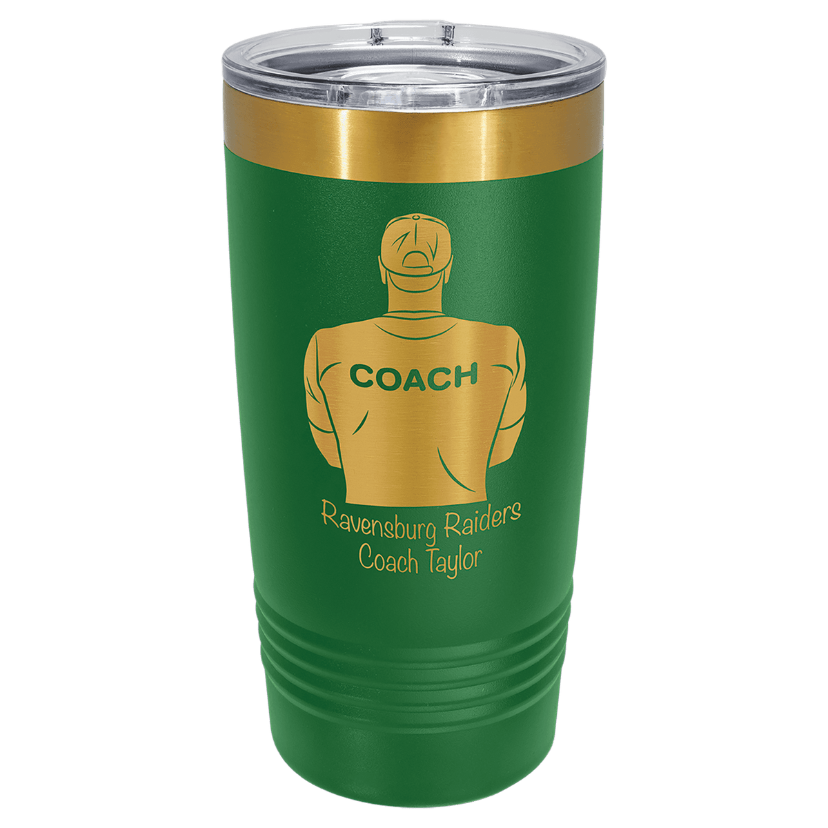 Polar Camel 20 oz. Green/Bright Gold ION-Plated Ringneck Tumbler with Slider Lid