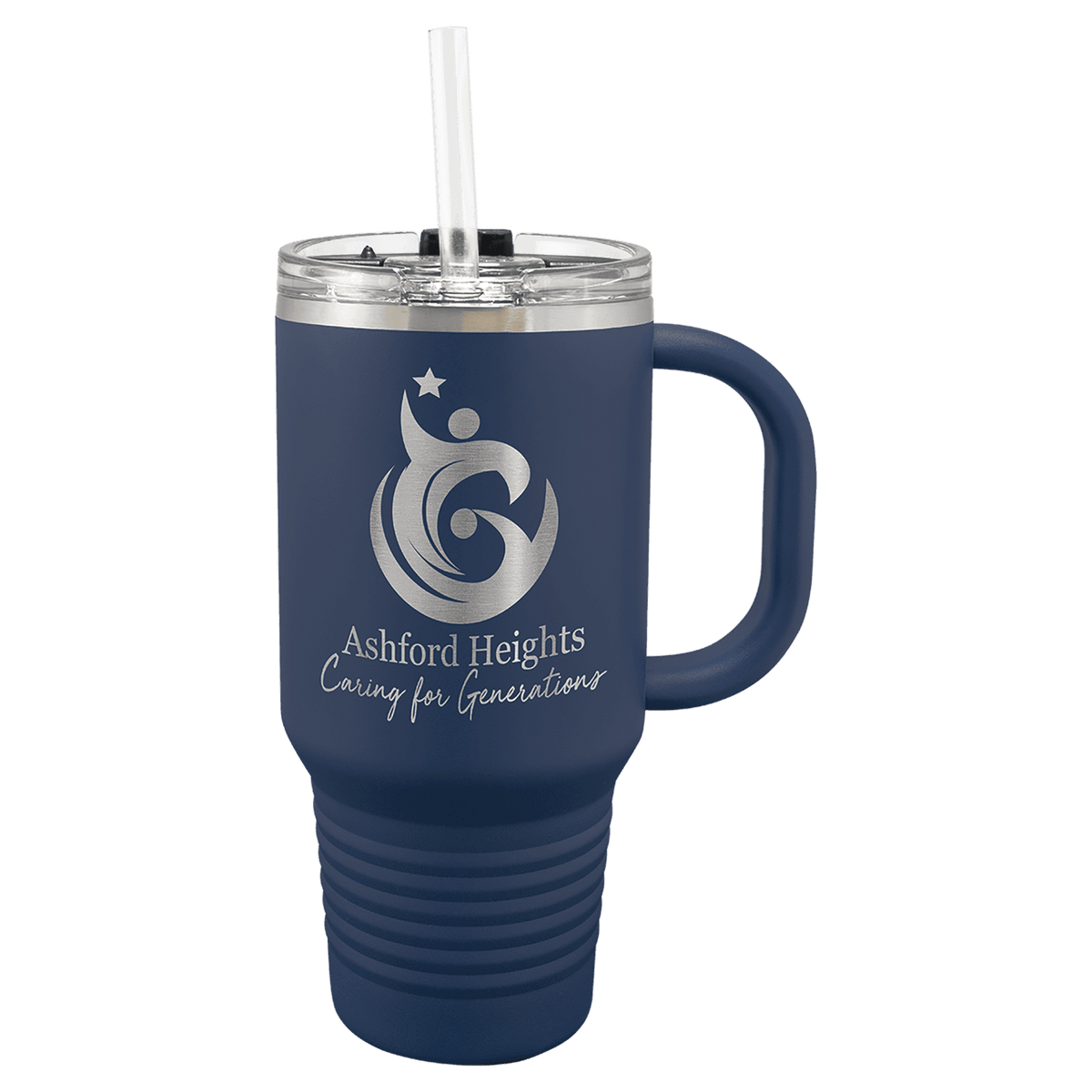 Polar Camel 32 oz. Navy Blue Travel Mug with Snap Lid and Straw