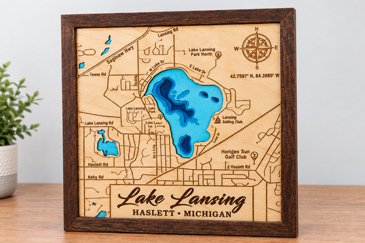 Lake Lansing Engraved Map