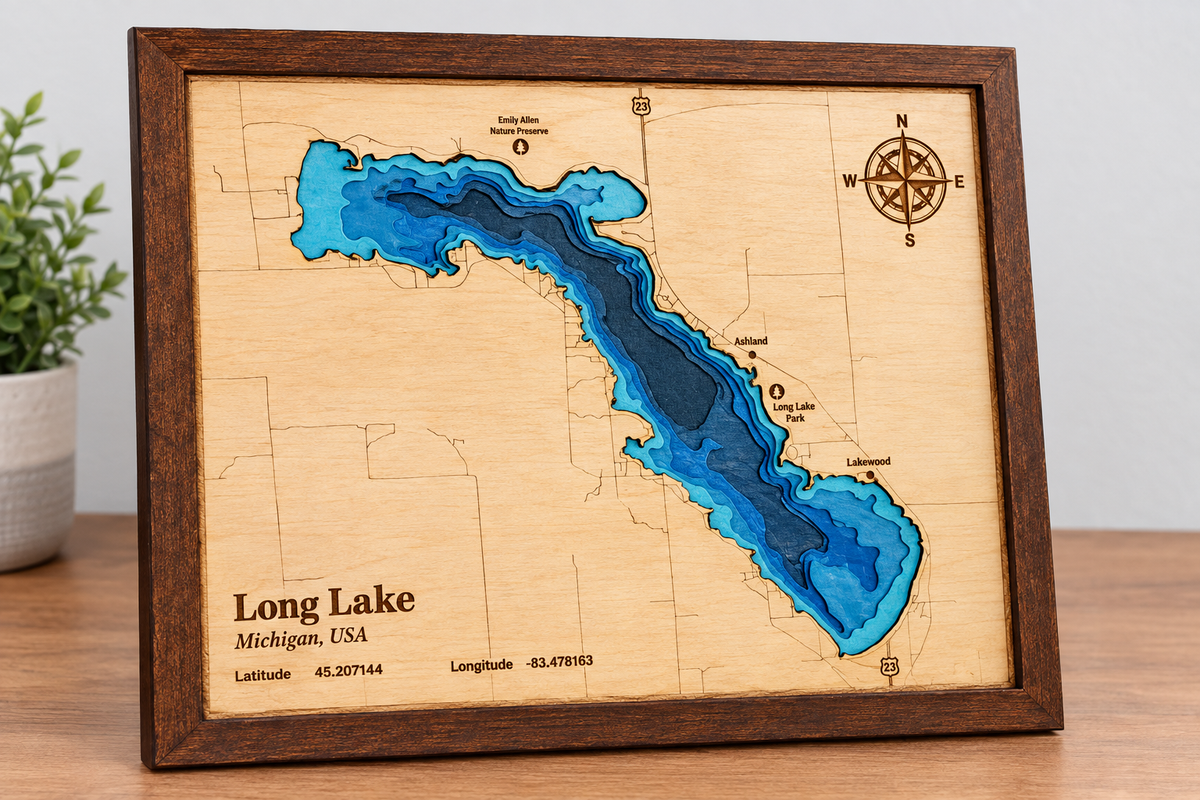 Long Lake Engraved Map