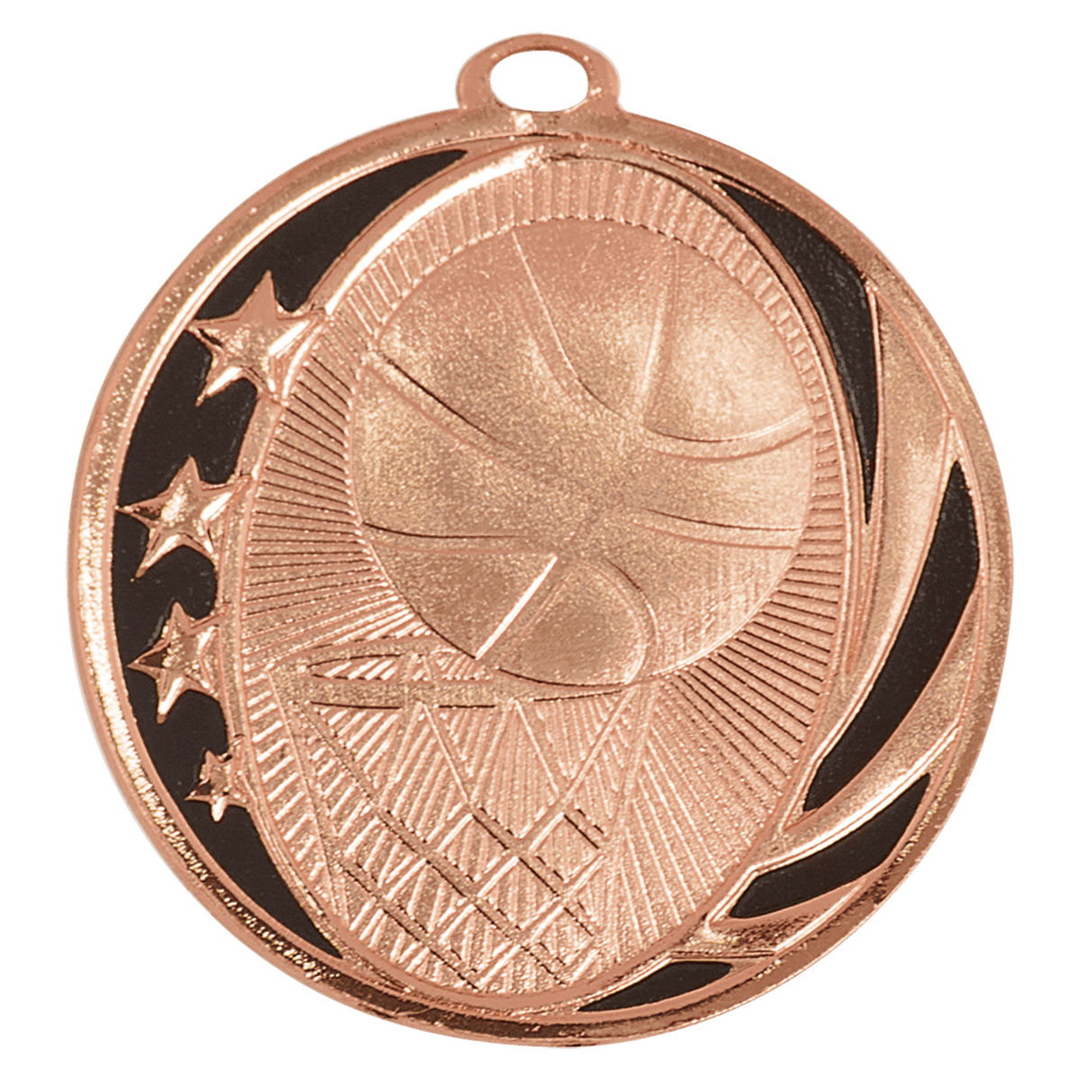 Bright Bronze 2" Basketball Laserable MidNite Star Medal