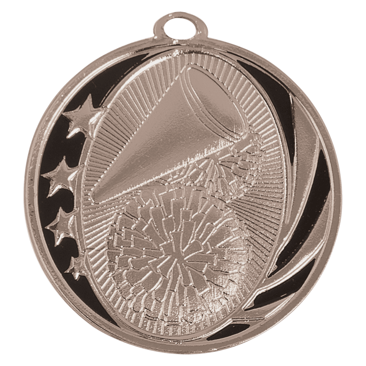 Bright Silver 2" Cheer Laserable MidNite Star Medal