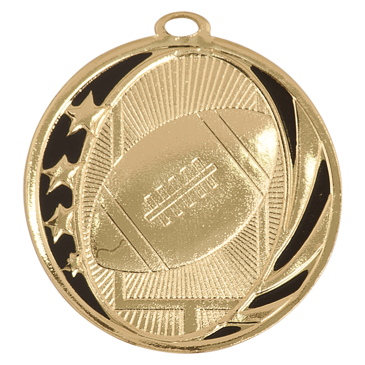 Bright Gold 2" Football Laserable MidNite Star Medal