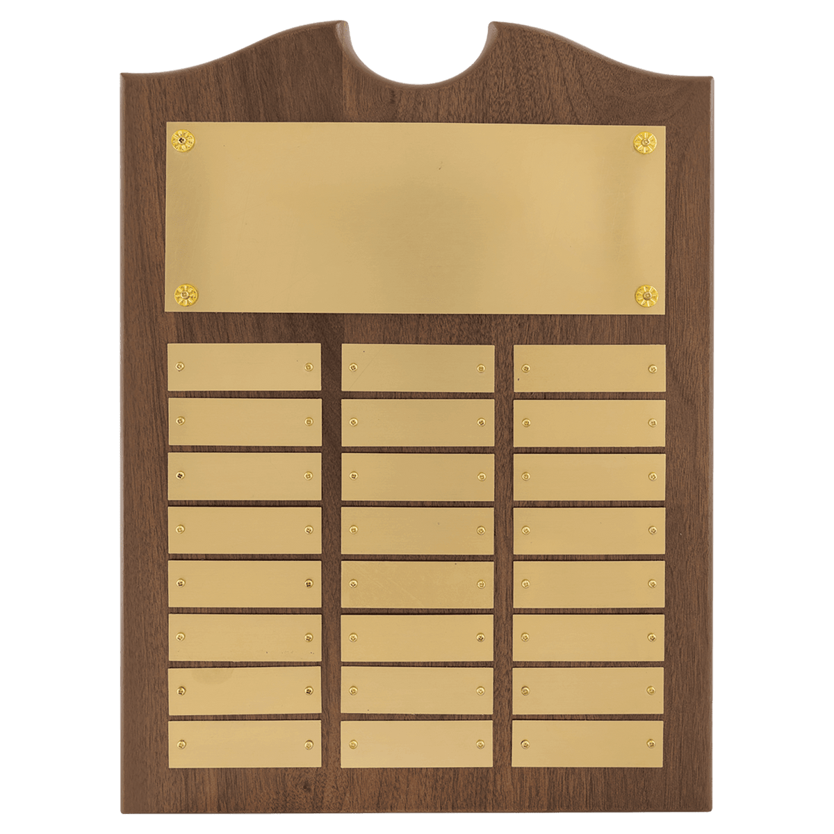 11" x 15"/Plates 7/8" x 2 3/4" American Walnut 24 Plate Perpetual Plaque with Brushed Brass Plates
