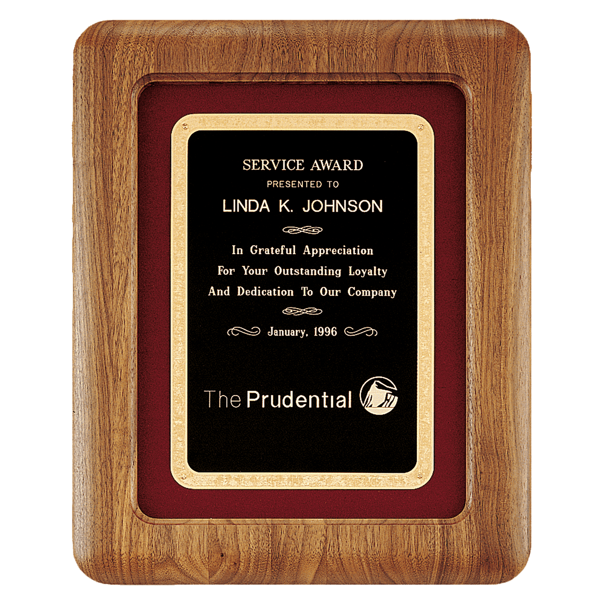 Walnut Airflyte Frame w/Maroon Velour & Black 12" x 15" American Florentine LaserFX Plate