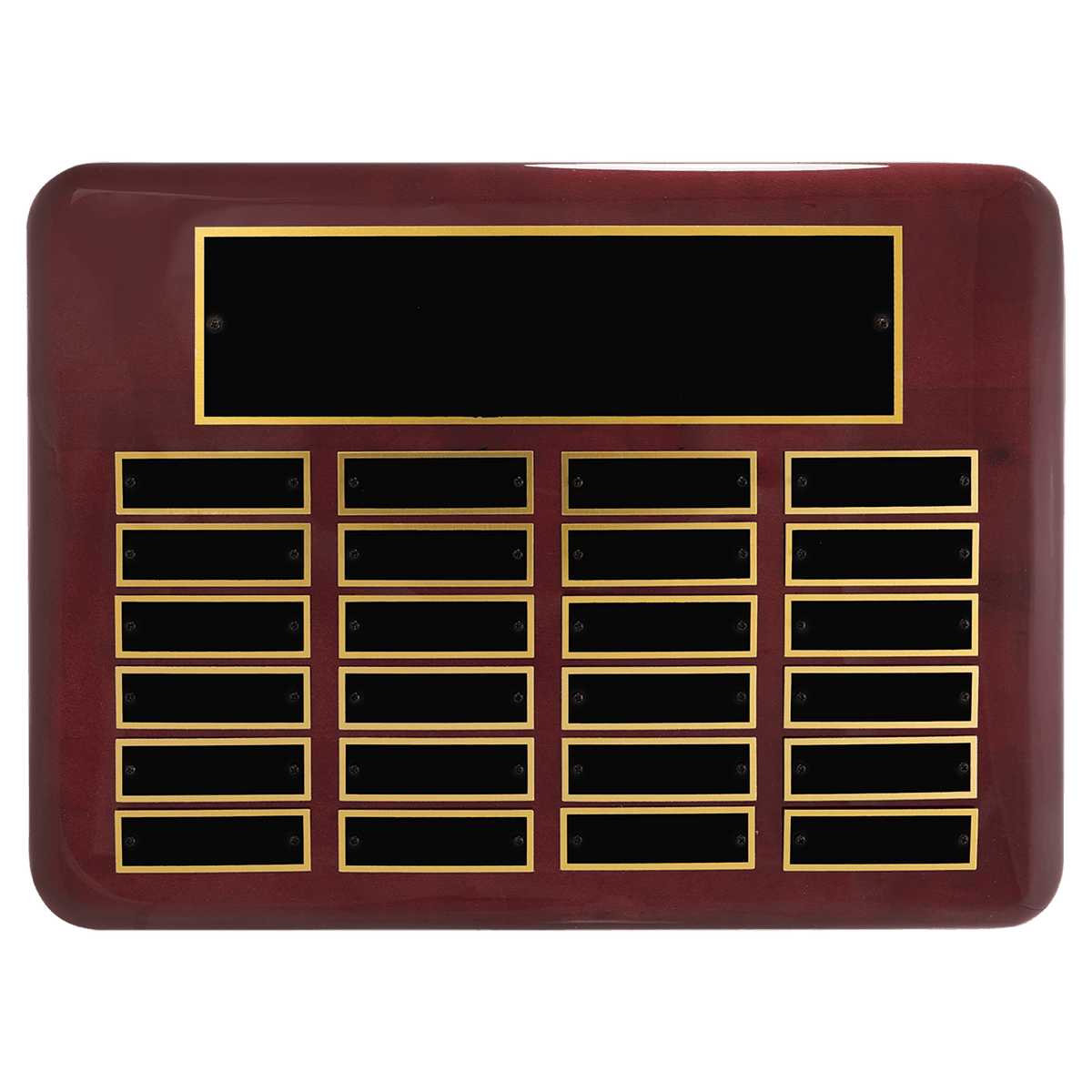 11" x 15"/Plates 7/8" x 2 3/4" Rosewood Piano Finish 24 Plate Perpetual Plaque with Black Brass Plates