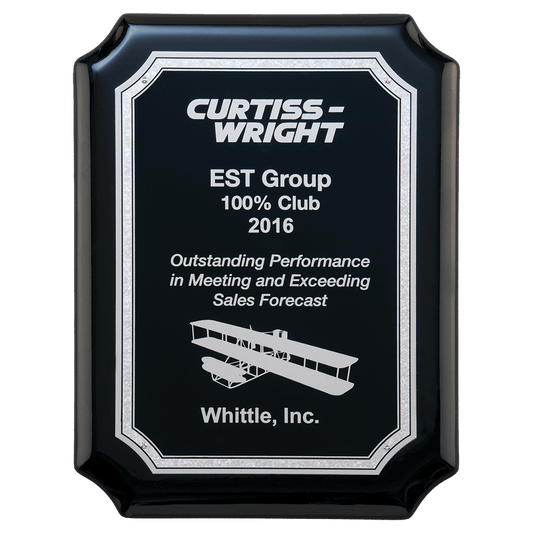 8" x 10 1/2" Black High Gloss Plaque with Black Silver Florentine Border Laserable Aluminum Plate
