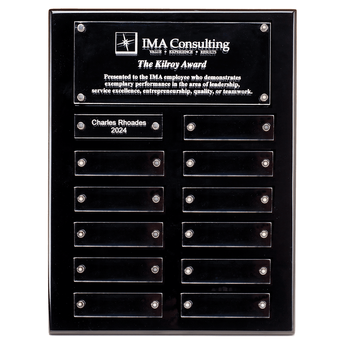 Black High Gloss Plaque with 12 Acrylic Engraving Plates
