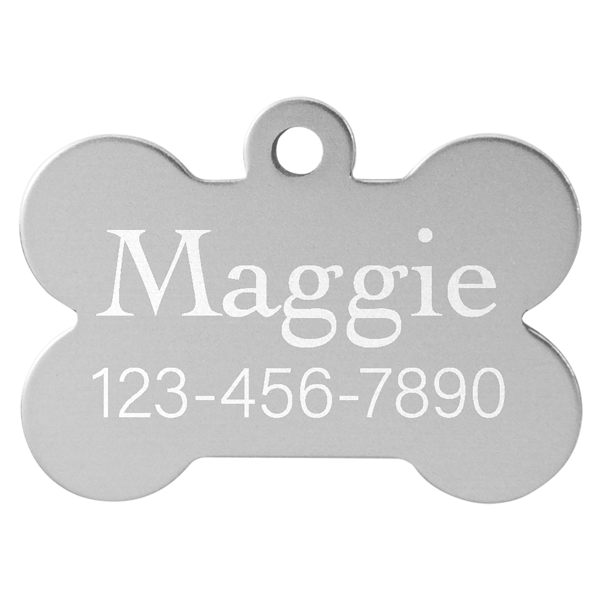 Silver 1 1/4" x 3/4" Laserable Anodized Aluminum Bone Pet Tag