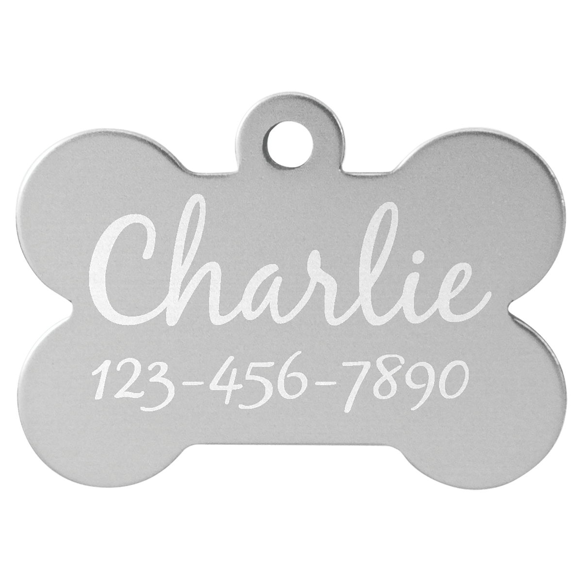 Silver 1 1/2" x 1" Laserable Anodized Aluminum Bone Pet Tag