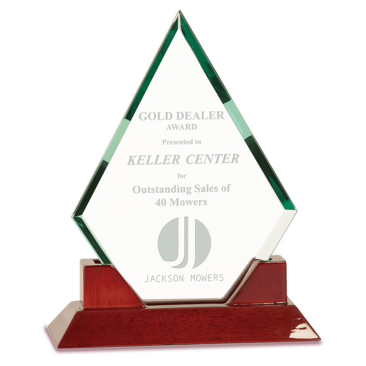 8 1/2" Jade Diamond Prestige Glass with Rosewood Piano Finish Base