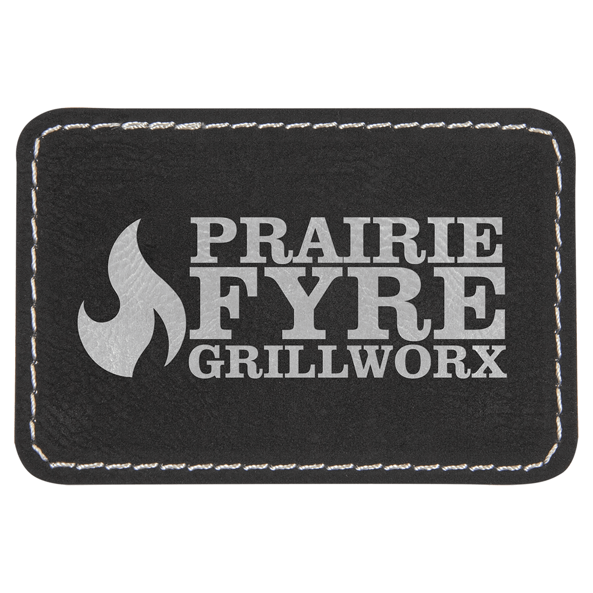 Black/Silver 3" x 2" Rectangle Laserable Leatherette Patch with Adhesive