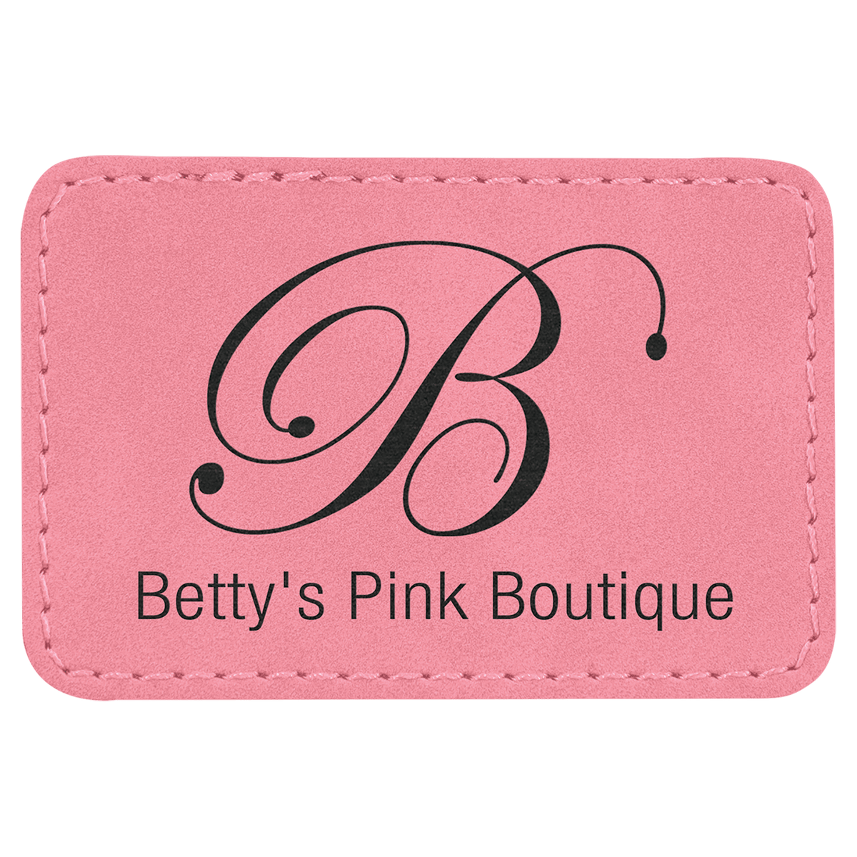 Pink 3" x 2" Rectangle Laserable Leatherette Patch with Adhesive