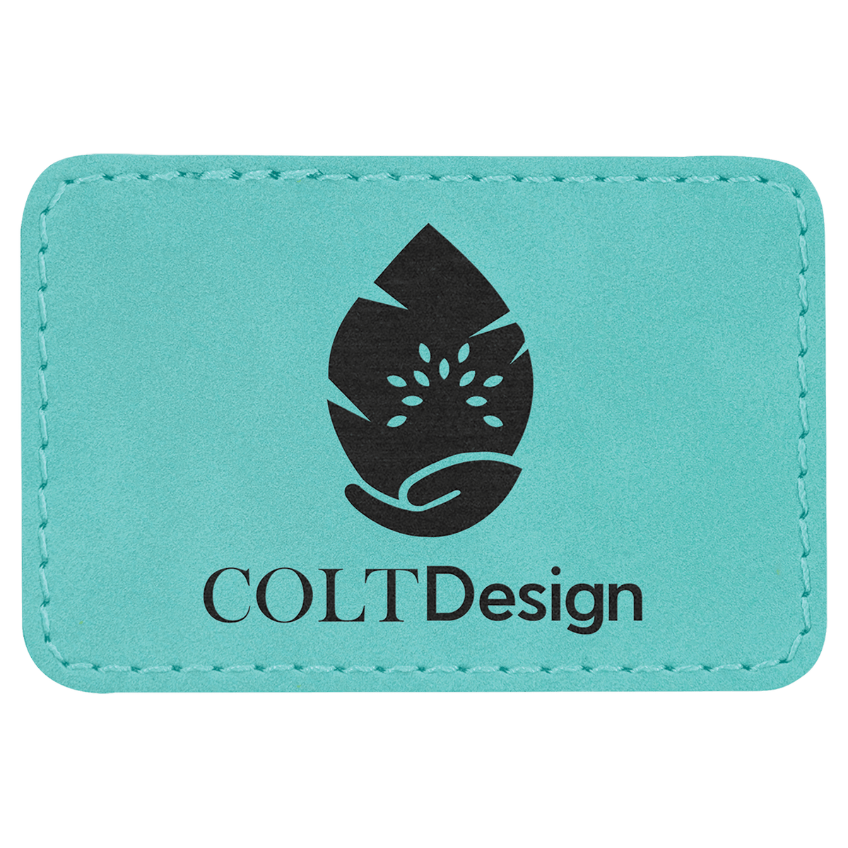 Teal 3" x 2" Rectangle Laserable Leatherette Patch with Adhesive