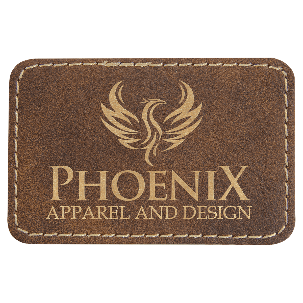 Rustic/Gold 3" x 2" Rectangle Laserable Leatherette Patch with Adhesive