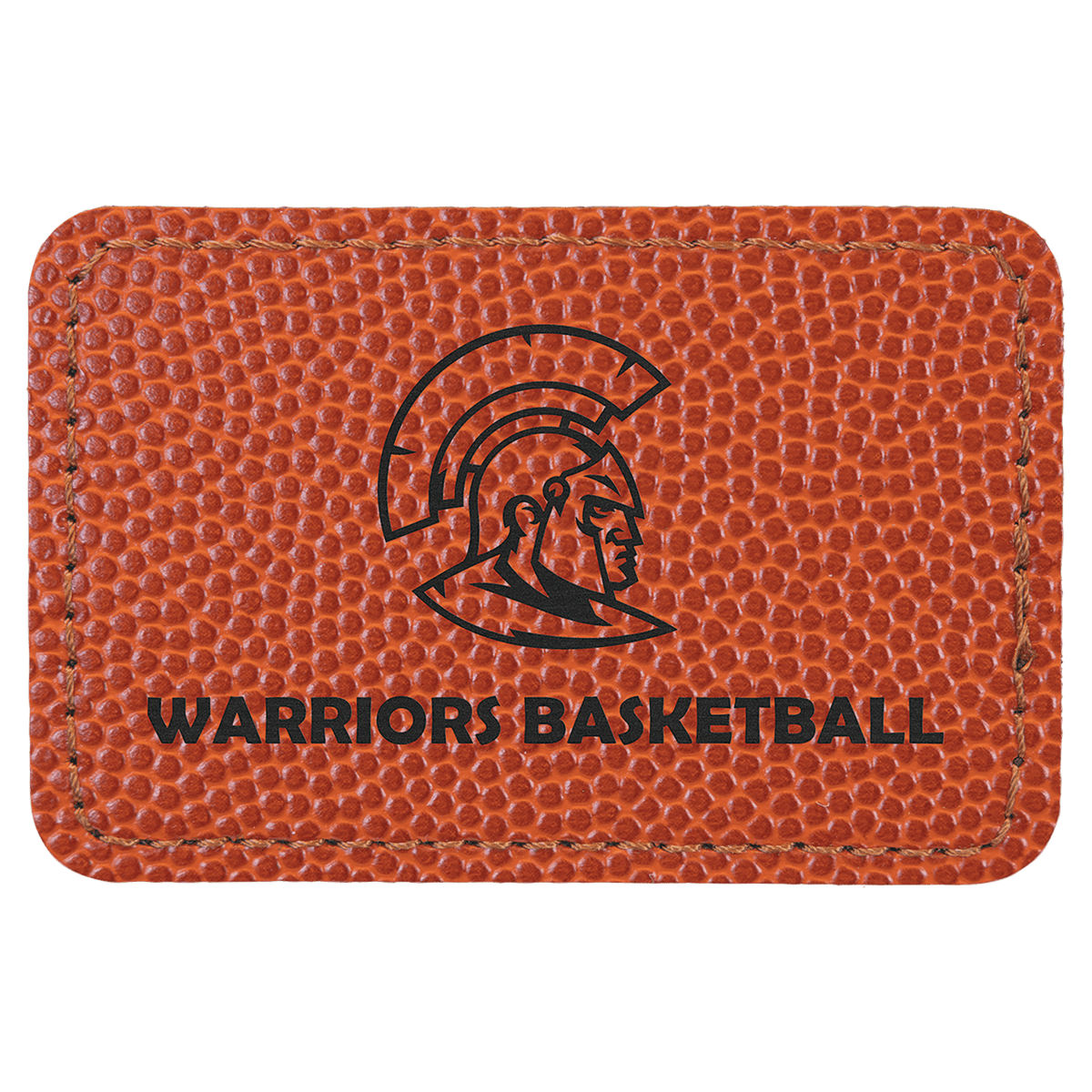 Basketball 3" x 2" Rectangle Laserable Leatherette Patch with Adhesive