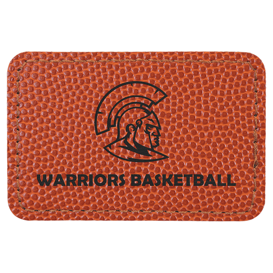 Basketball 3" x 2" Rectangle Laserable Leatherette Patch with Adhesive