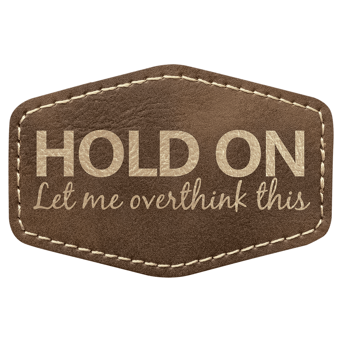 Rustic/Gold 3" x 2" Hex Laserable Leatherette Patch with Adhesive