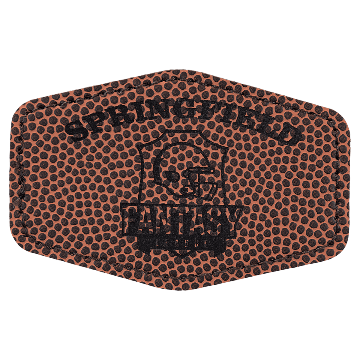 Football 3" x 2" Hex Laserable Leatherette Patch with Adhesive