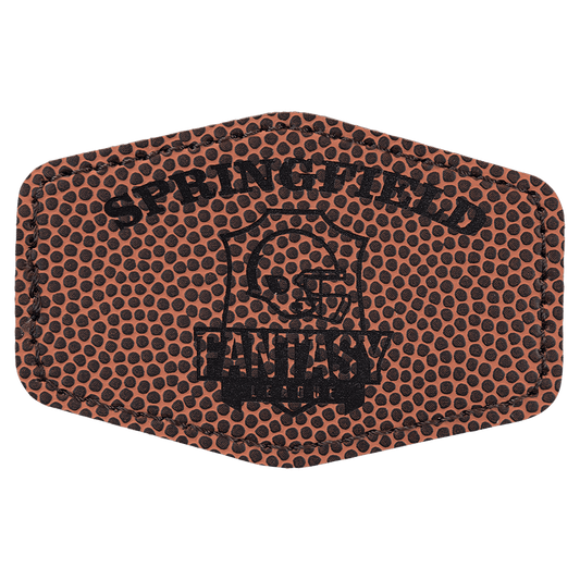 Football 3" x 2" Hex Laserable Leatherette Patch with Adhesive