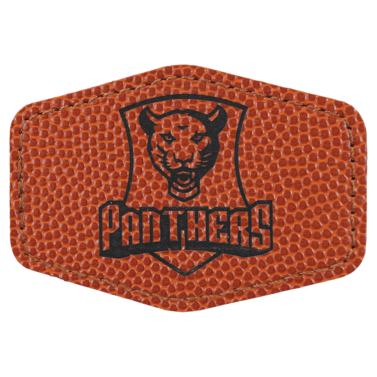 Basketball 3" x 2" Hex Laserable Leatherette Patch with Adhesive