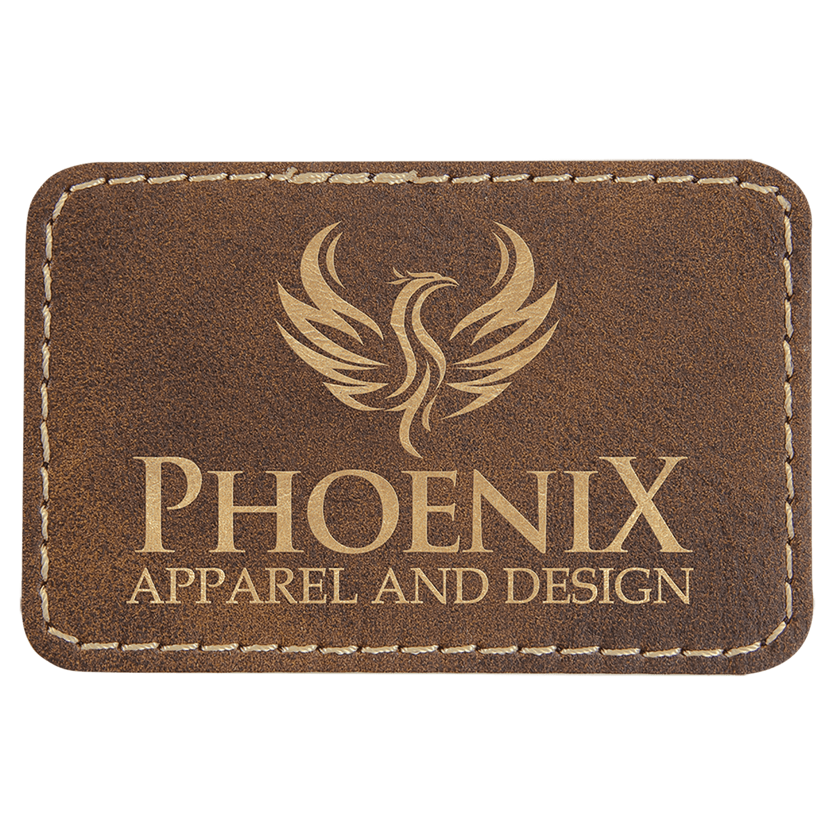 Rustic/Gold 3" x 2" Laserable Leatherette Rectangle Patch with Kota Pro Adhesive